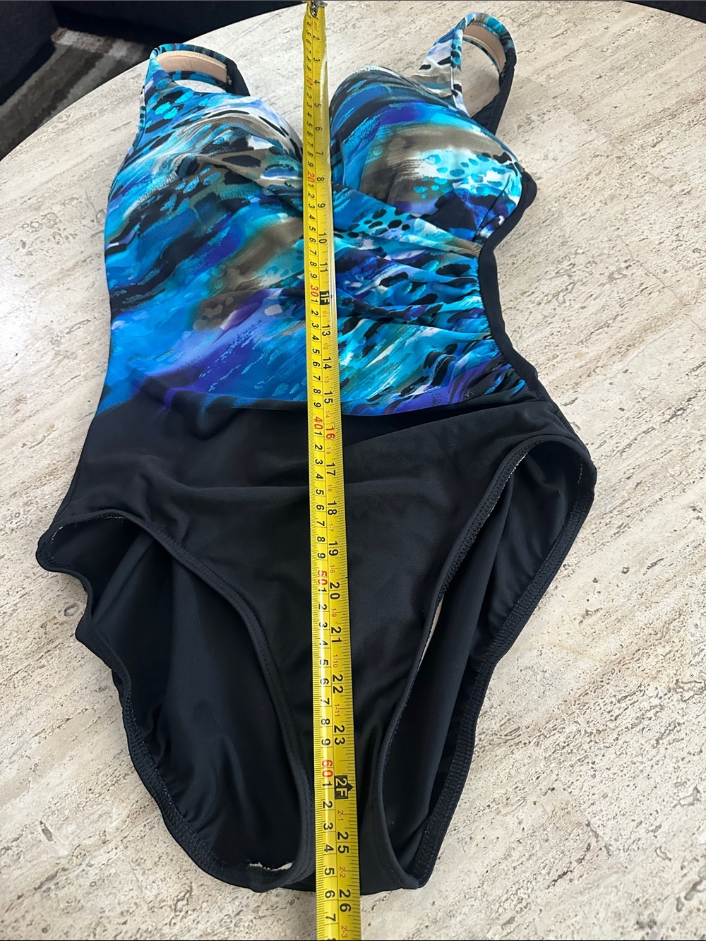 Miraclesuit Escape Underwire Abstract Ocean Print  Swimsuit Black Blue Size 12 - Picture 13 of 16